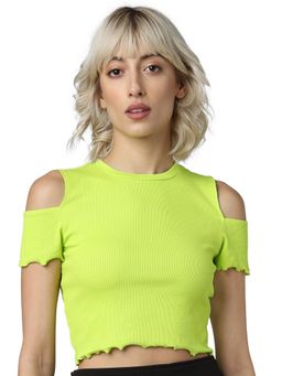 ONLY - Green Solid T-Shirt