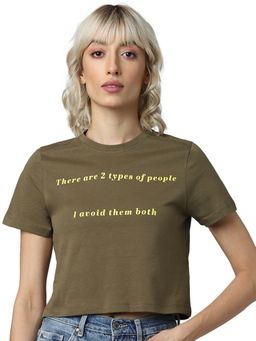 ONLY - Women Casual Wear Olive T-shirt