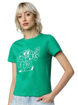 ONLY - Women's Printed Green T-Shirt