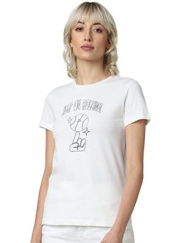 ONLY - Women Printed White T-Shirt