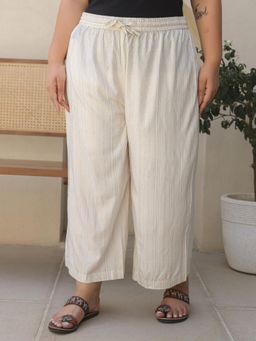 Juniper - Ivory Stripped Modal Rayon Women Plus Size Pant