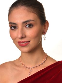 Aatmana - Rose Gold Plated Ruby AD Studded Handcrafted Jewellery Set