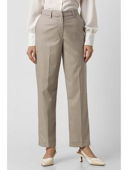 Van Heusen - Women Beige Solid Formal Trousers