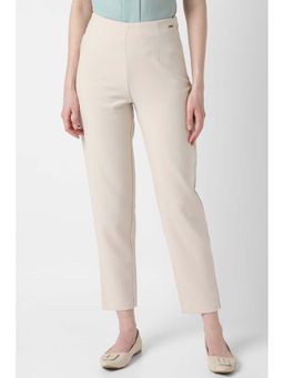 Van Heusen - Women Beige Solid Casual Trousers