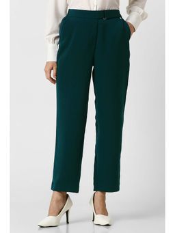 Van Heusen - Women Green Solid Casual Trousers