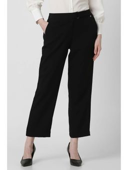 Van Heusen - Women Black Solid Casual Trousers