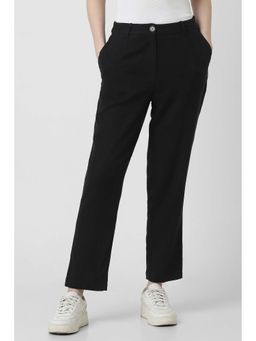 Van Heusen - Women Black Textured Casual Trousers