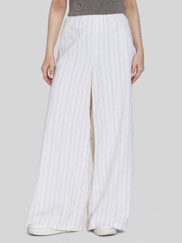 American Eagle - Women White Linen-Blend Pull-On Pant
