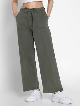 American Eagle - Women Green Dreamy Drape Stretch High-Waisted Stovepipe Crop Pant
