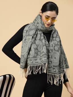 Mafadeny - Winter Wrap Green Stole - Cozy Comfort in Subtle Elegance
