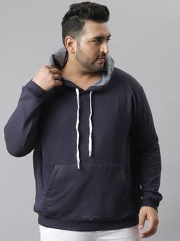 Instafab Plus - Men'S Solid Stylish Hooded Casual Sweatshirts,Navy Blue