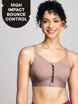 Nykd by Nykaa - Full Coverage Front Open High Impact Posture Correcting Sports Bra-NYK907-Fawn