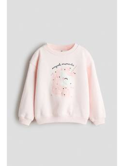 H&M - Girls Pink Motif-Detail Brushed-Inside Sweatshirt