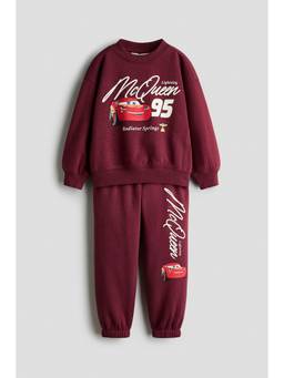 H&M - Boys Maroon 2-Piece Printed Sweatshirt and Joggers