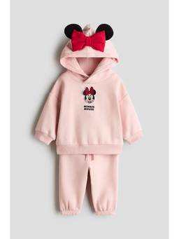 H&M - Girls Pink 2-Piece Motif-Detail Hoodie and Joggers
