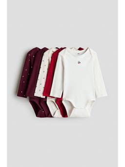 H&M - Girls Multi-Color 5-Pack Envelope-Neck Bodysuits