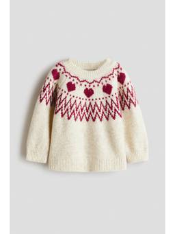 H&M - Girls White Jacquard-Knit Jumper