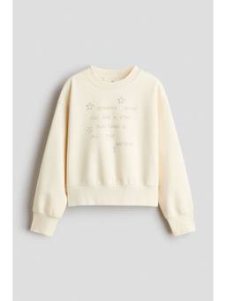 H&M - Girls White Brushed-Inside Sweatshirt