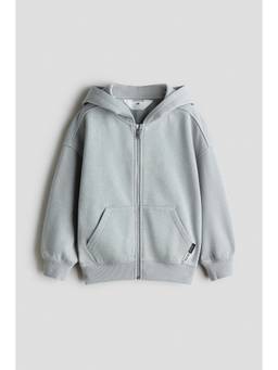 H&M - Boys Grey Loose-Fit Zip-Through Hoodie