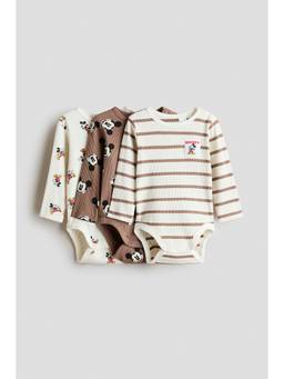 H&M - Boys Multi-Color 3-Pack Printed Cotton Bodysuits