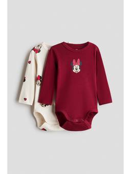 H&M - Girls Multi-Color 2-Pack Printed Cotton Bodysuits