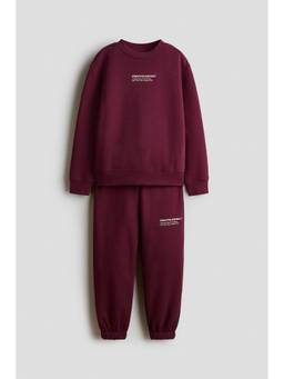 H&M - Boys Pink 2-Piece Text-Motif Sweatshirt and Joggers