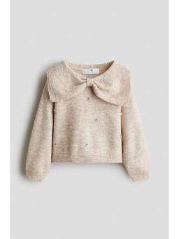 H&M - Girls Beige Appliqued Jumper