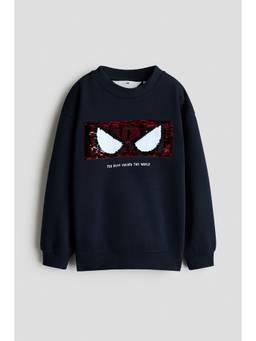 H&M - Boys Navy Blue Reversible-Sequin Sweatshirt