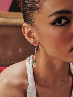 MISS JO - Green Emerald Blossom Dangler Earrings