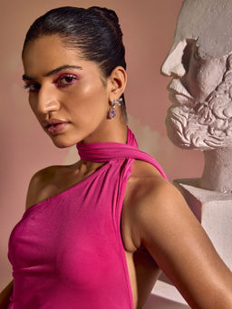 MISS JO - Pink Princess Bow Pink Dangler Earrings