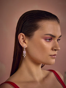 MISS JO - Pink Emerald Glow Cascade Dangler Earrings