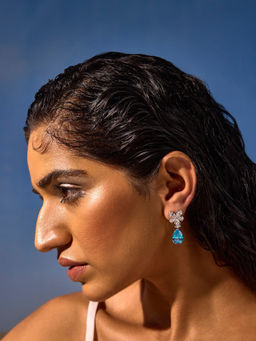 MISS JO - Aqua Blossom Bloom Studs Earrings