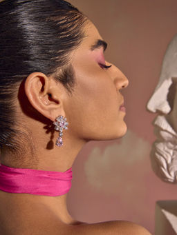 MISS JO - Pink Petal Blossom Teardrop Earrings