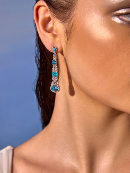 MISS JO - Aqua Timber Dangler Earrings