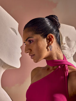 MISS JO - Pink Petal Cluster Dangler Earrings