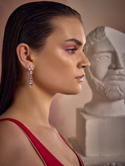 MISS JO - Pink Cascading Petal Blossom Dangler Earrings