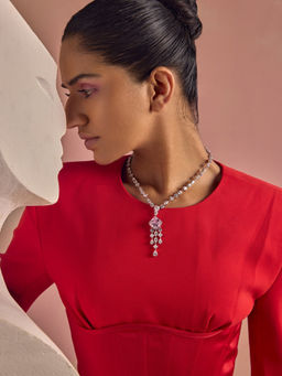 MISS JO - Pink Cascade Lariat Necklace