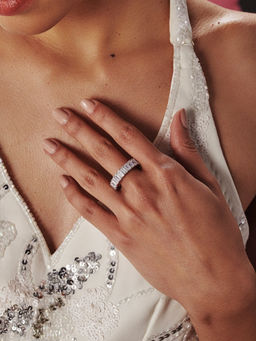 MISS JO - Pink Emerald Elegance Eternity Band Wedding Ring