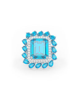 MISS JO - Aqua Halo Cocktail Ring