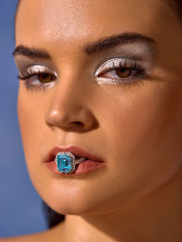 MISS JO - Aqua Majesty Halo Cocktail Ring