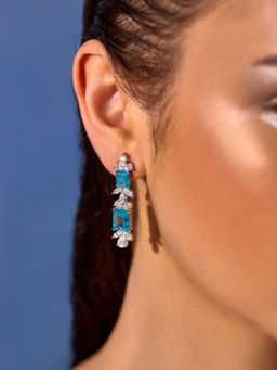 MISS JO - Aqua Floral Drop Earrings