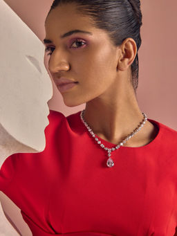 MISS JO - Pink Diamond Cascade Teardrop Necklace