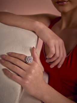 MISS JO - Pink Petal Cluster Cocktail Ring