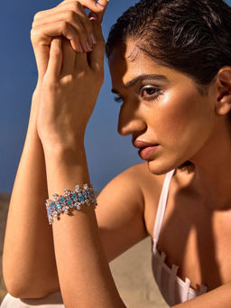 MISS JO - Aqua Cascade Sterling Silver Tennis Bracelet