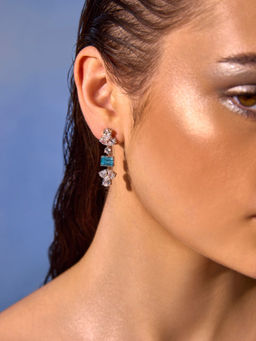 MISS JO - Aqua Bloom Dangler Earrings