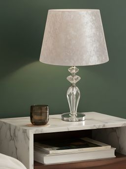 Aarvi Decor - White Velvet Shade Table Lamp