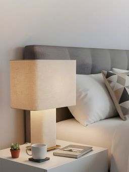 Aarvi Decor - Beige Linen & Metal Decorative Luxe Majesty Table Lamp