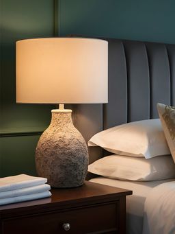 Aarvi Decor - Beige Terra Cotta Decorative Artisan Stone Luxe Table Lamp