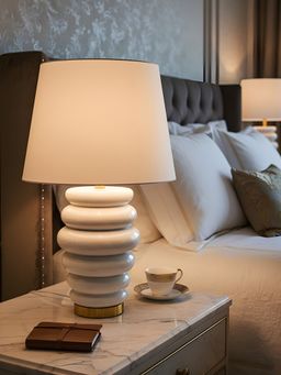 Aarvi Decor - White Resin Decorative Opal Grandeur Table Lamp