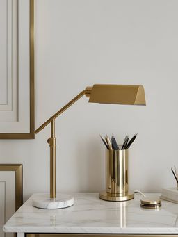 Aarvi Decor - Gold Metal Decorative Apex Desk Lamp